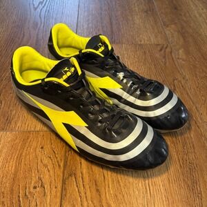 Diadora Soccer Cleats Roberto Baggio Mens Size 9 Black Silver Neon Yellow sports